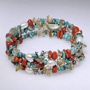 Multi natural gemstone bracelet, colorful, NWOT